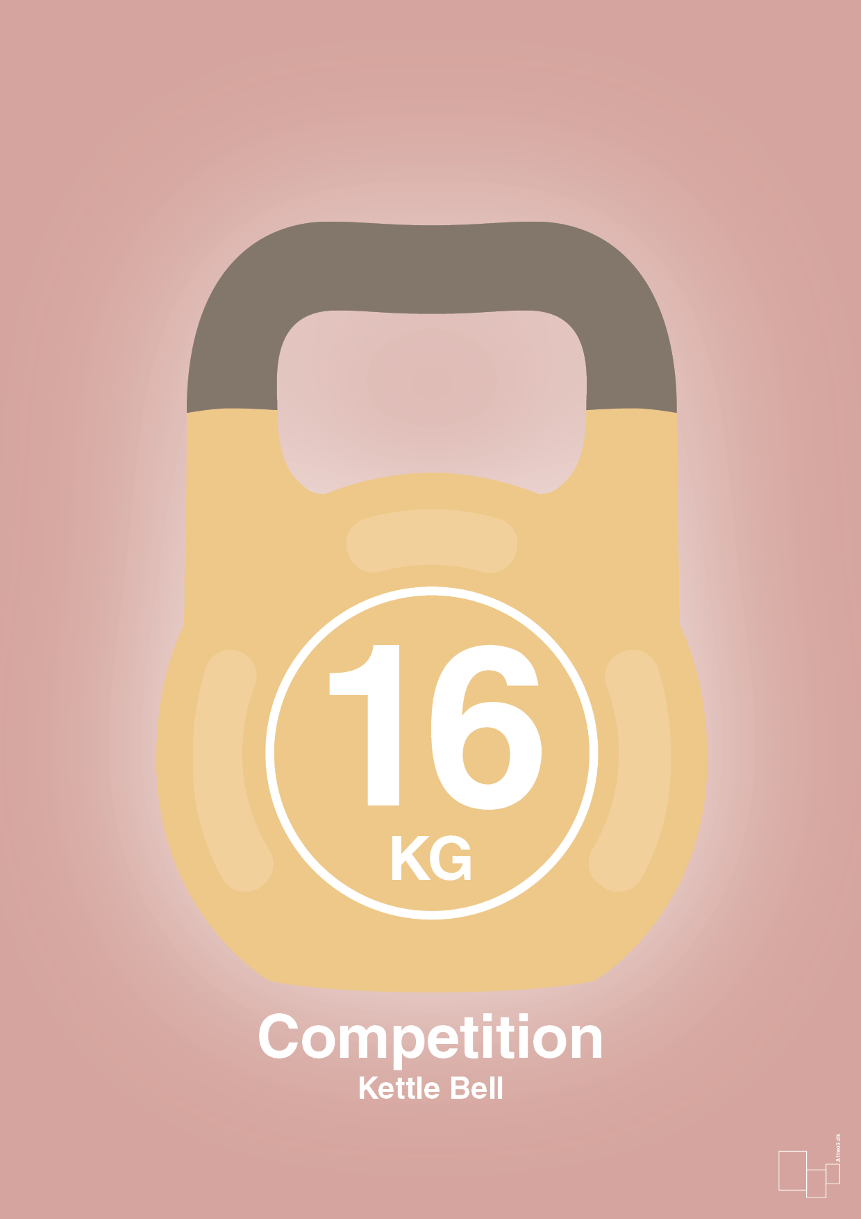 plakat: kettle bell 16 kg - competition color - bubble shell-Fitness-A1two3