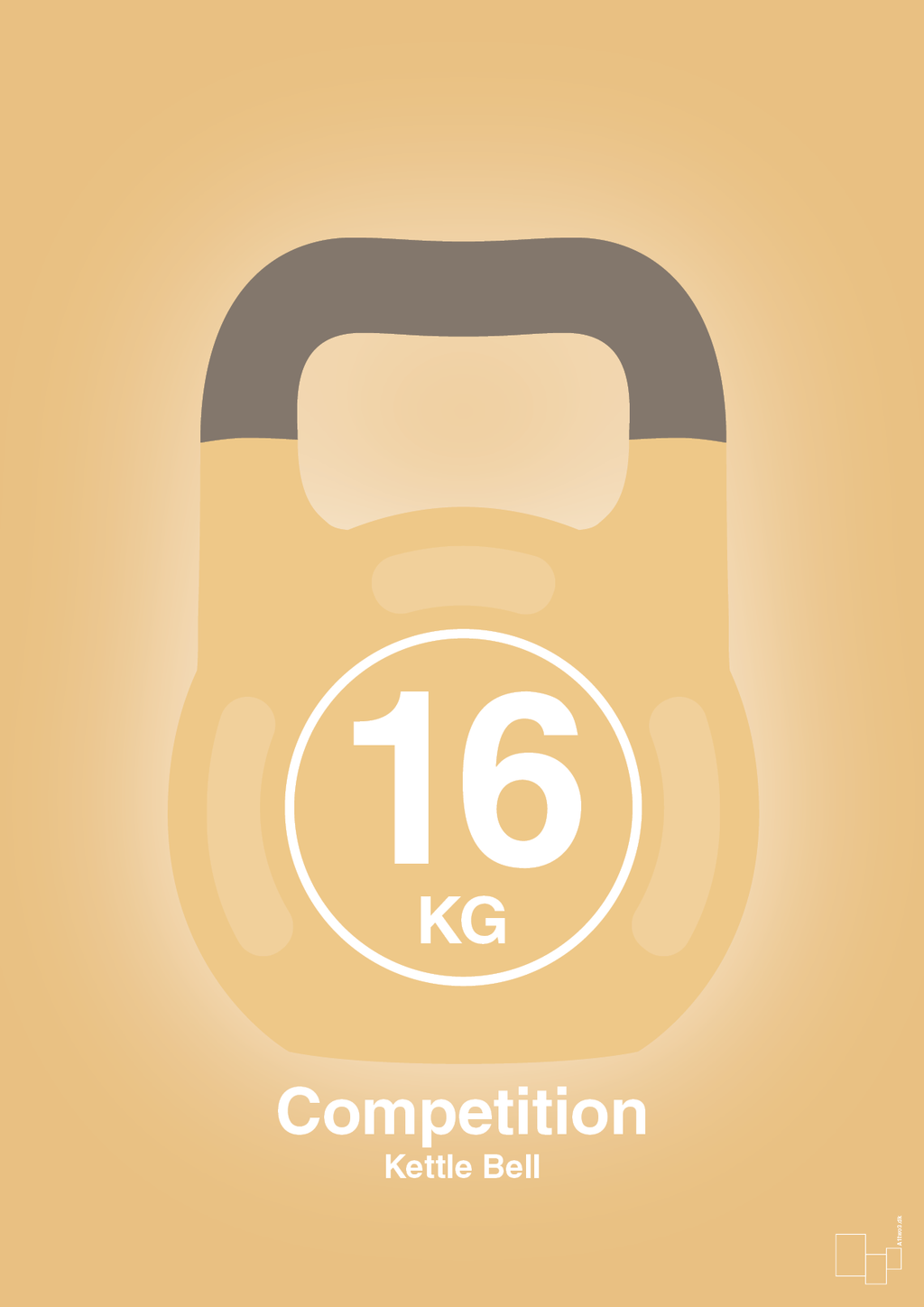 plakat: kettle bell 16 kg - competition color - charismatic-Fitness-A1two3