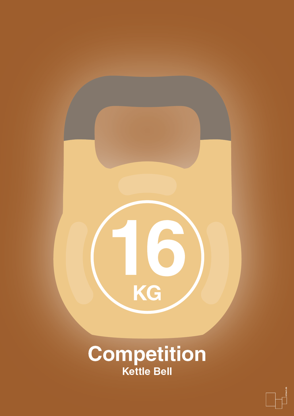 plakat: kettle bell 16 kg - competition color - cognac-Fitness-A1two3