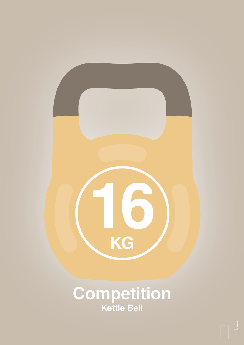 plakat: kettle bell 16 kg - competition color - creamy mushroom-Fitness-A1two3