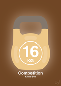 plakat: kettle bell 16 kg - competition color - dark brown-Fitness-A1two3