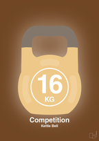 plakat: kettle bell 16 kg - competition color - dark brown-Fitness-A1two3