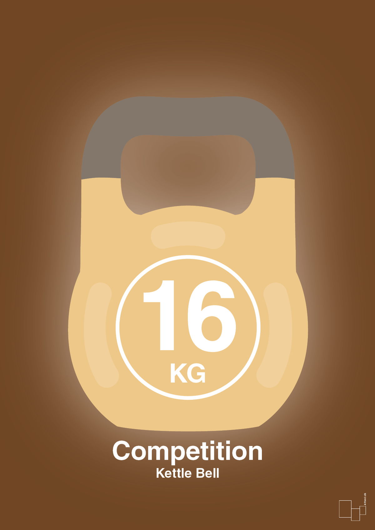 plakat: kettle bell 16 kg - competition color - dark brown-Fitness-A1two3