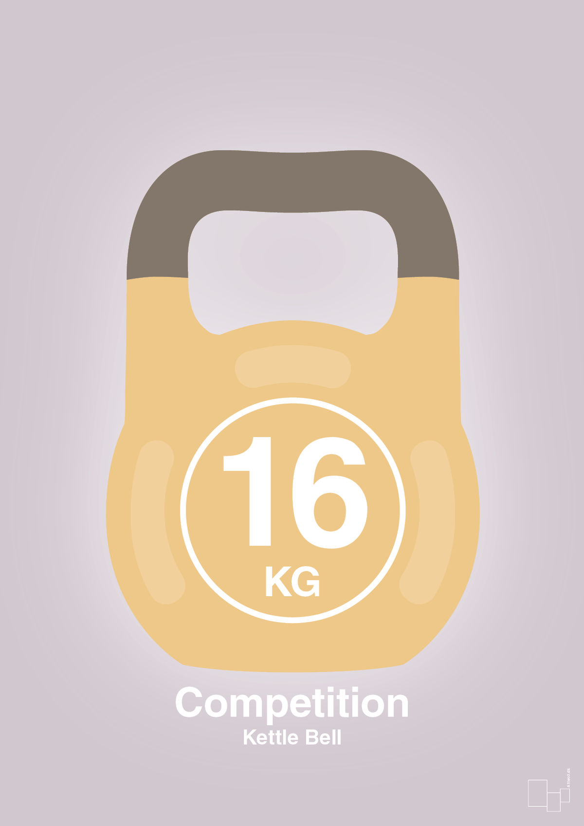 plakat: kettle bell 16 kg - competition color - dusty lilac-Fitness-A1two3