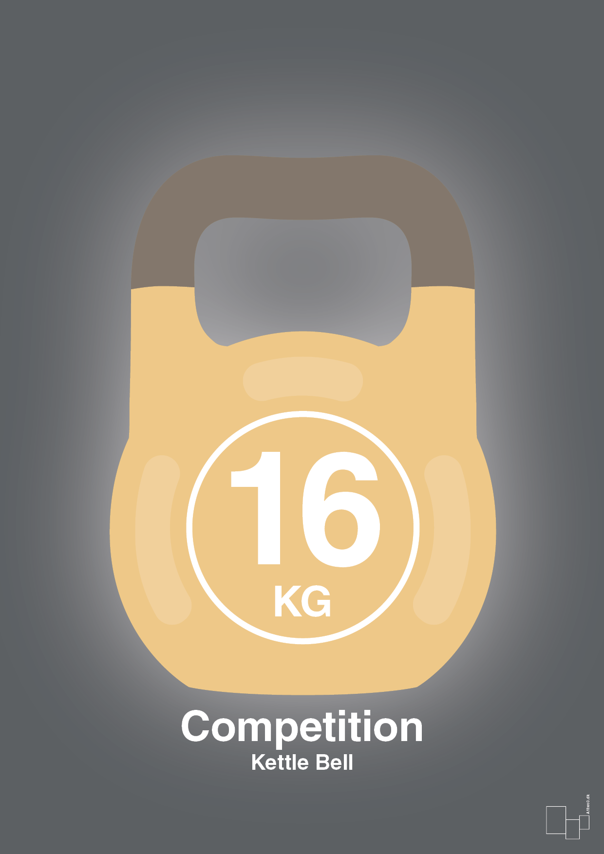plakat: kettle bell 16 kg - competition color - graphic charcoal-Fitness-A1two3