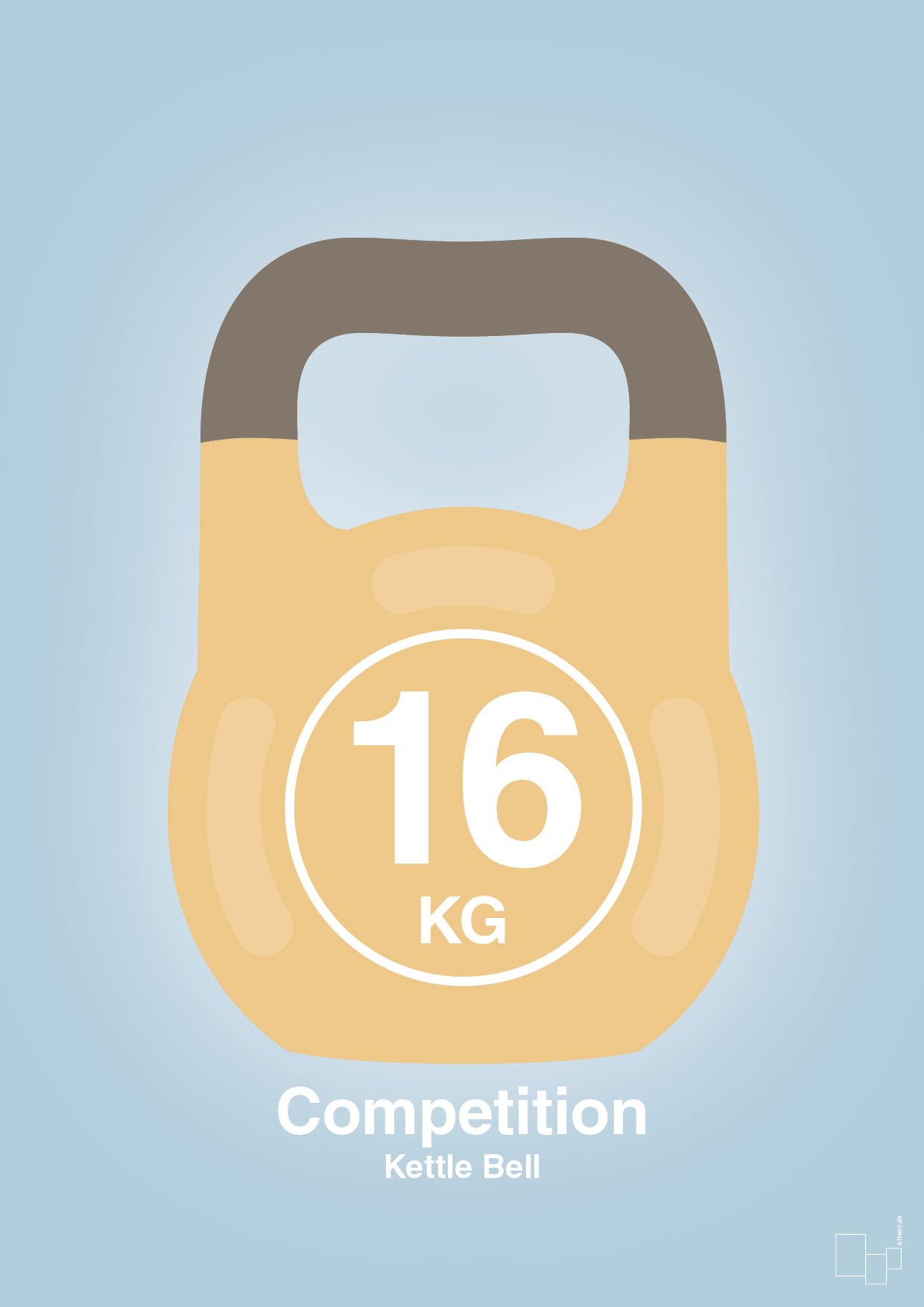 plakat: kettle bell 16 kg - competition color - heavenly blue-Fitness-A1two3