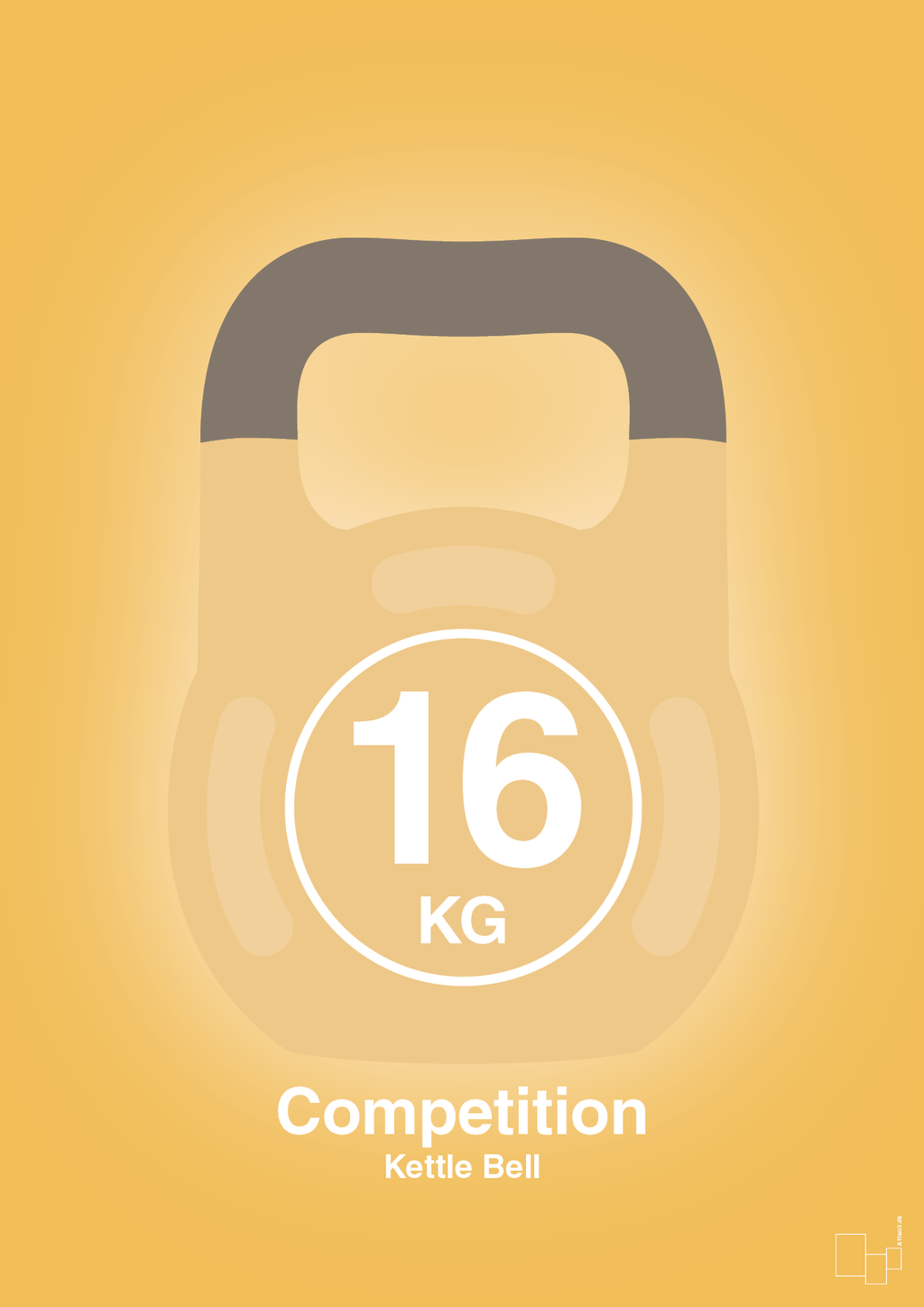 plakat: kettle bell 16 kg - competition color - honeycomb-Fitness-A1two3