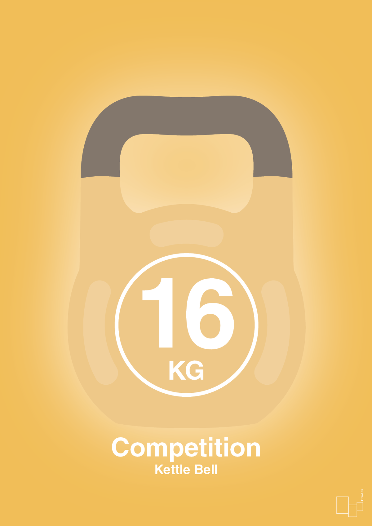 plakat: kettle bell 16 kg - competition color - honeycomb-Fitness-A1two3