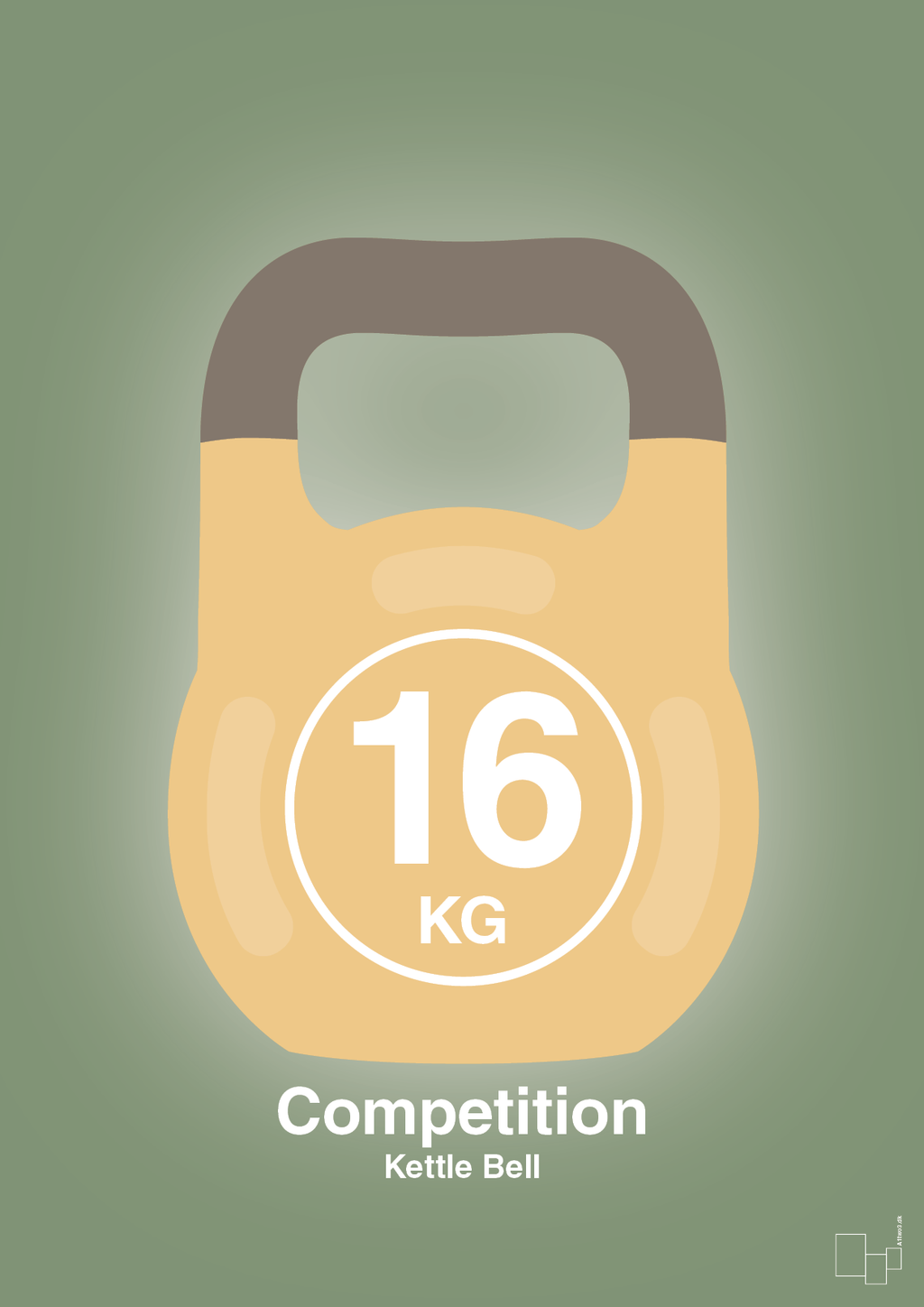 plakat: kettle bell 16 kg - competition color - jade-Fitness-A1two3