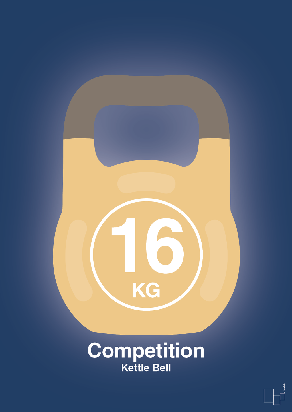 plakat: kettle bell 16 kg - competition color - lapis blue-Fitness-A1two3