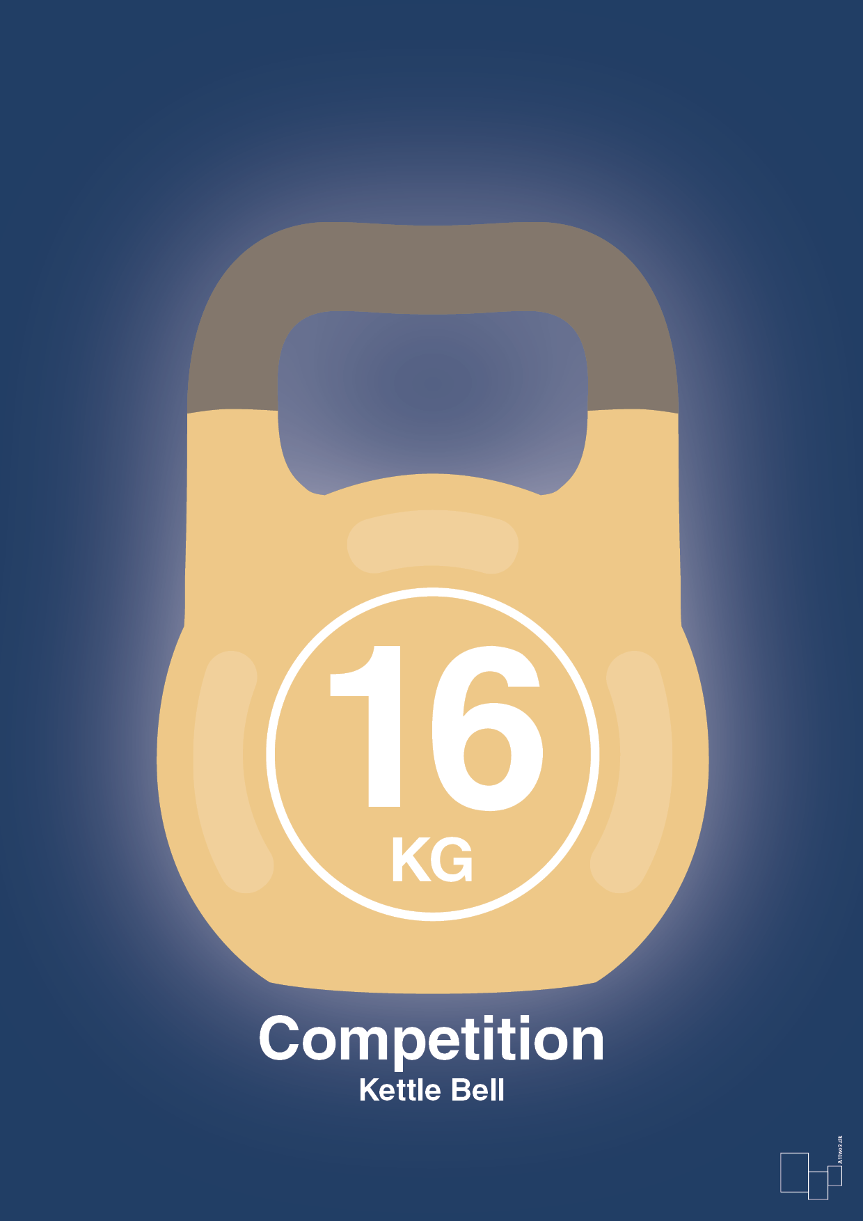 plakat: kettle bell 16 kg - competition color - lapis blue-Fitness-A1two3