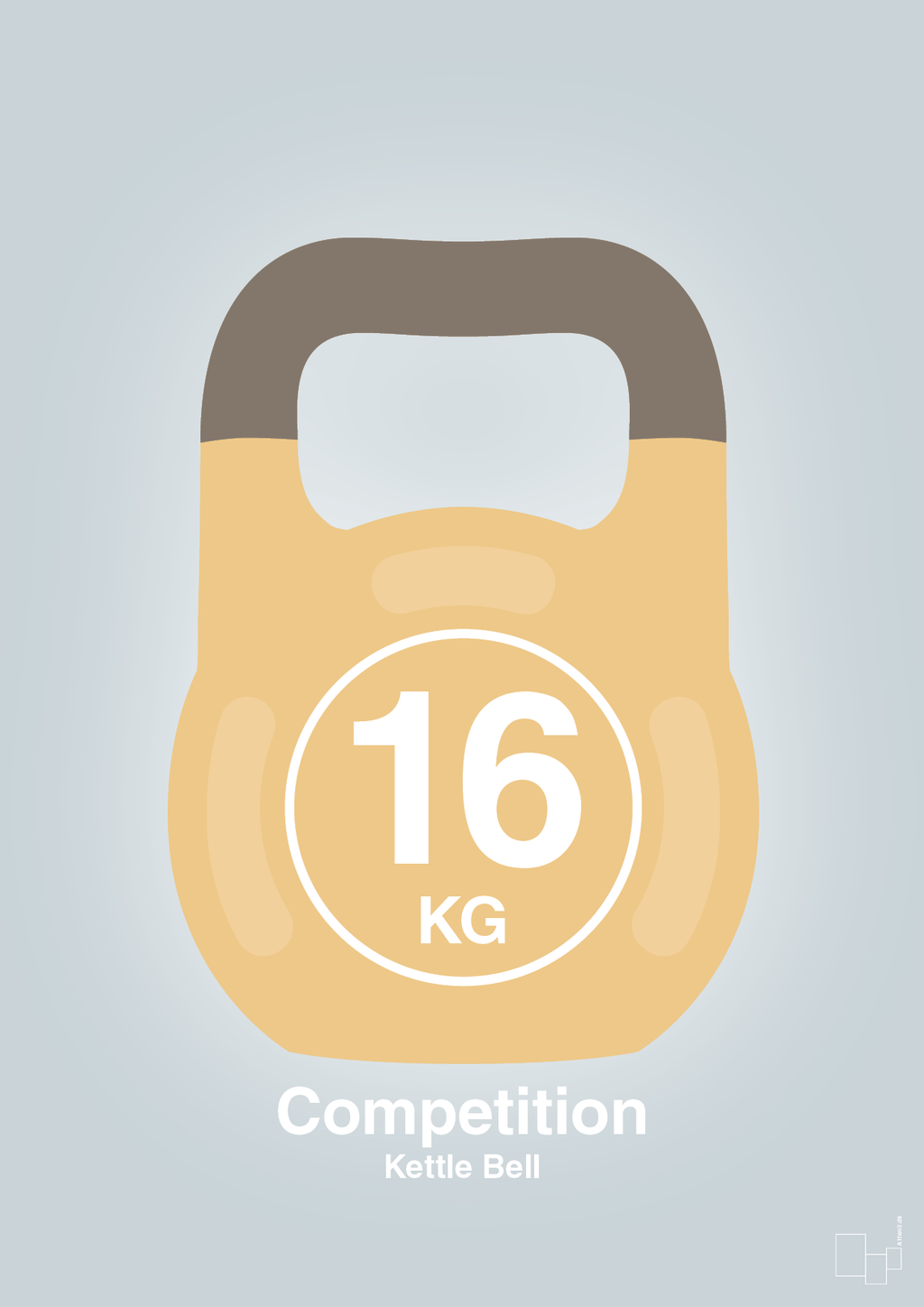 plakat: kettle bell 16 kg - competition color - light drizzle-Fitness-A1two3