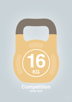 plakat: kettle bell 16 kg - competition color - light drizzle-Fitness-A1two3