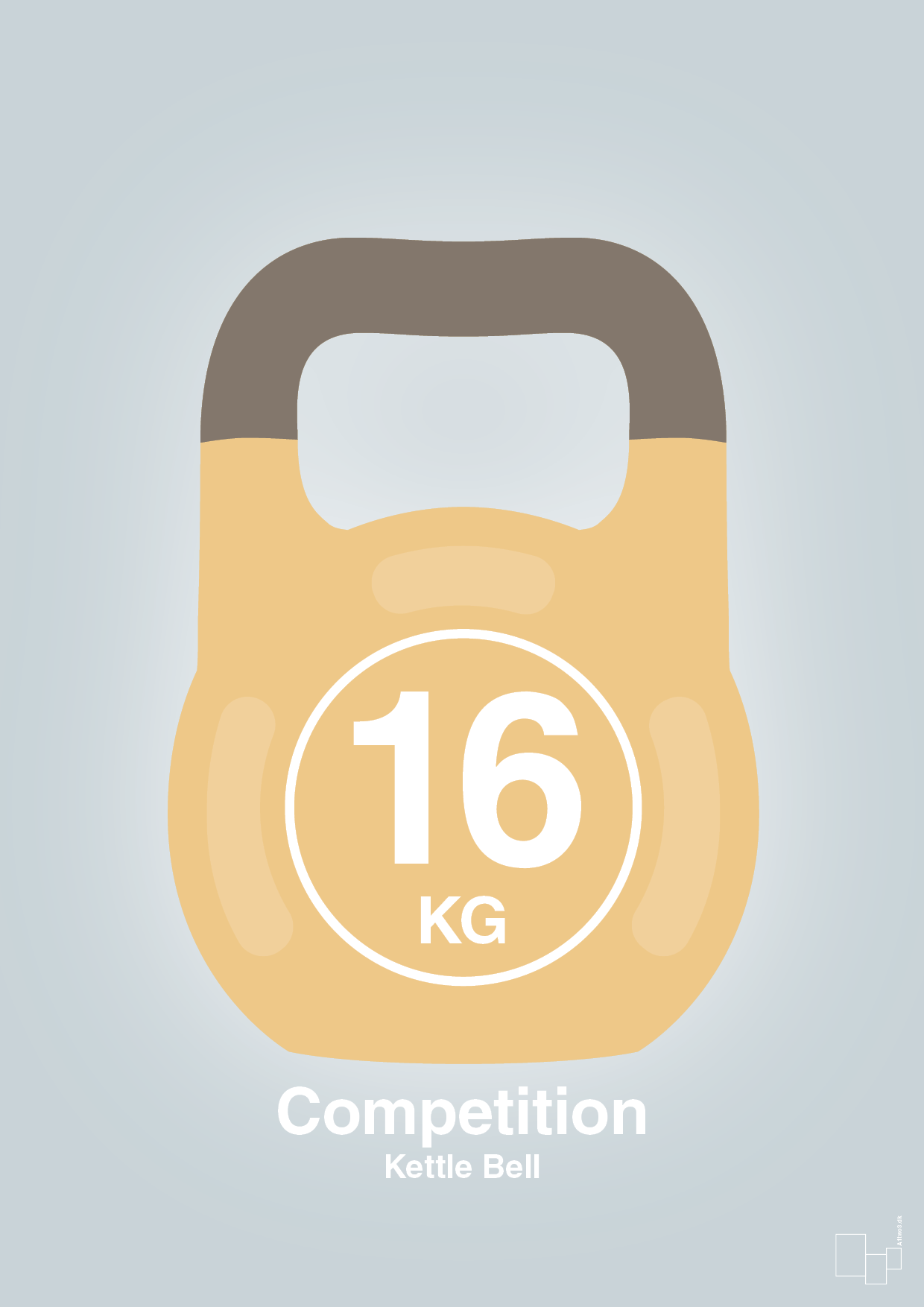 plakat: kettle bell 16 kg - competition color - light drizzle-Fitness-A1two3