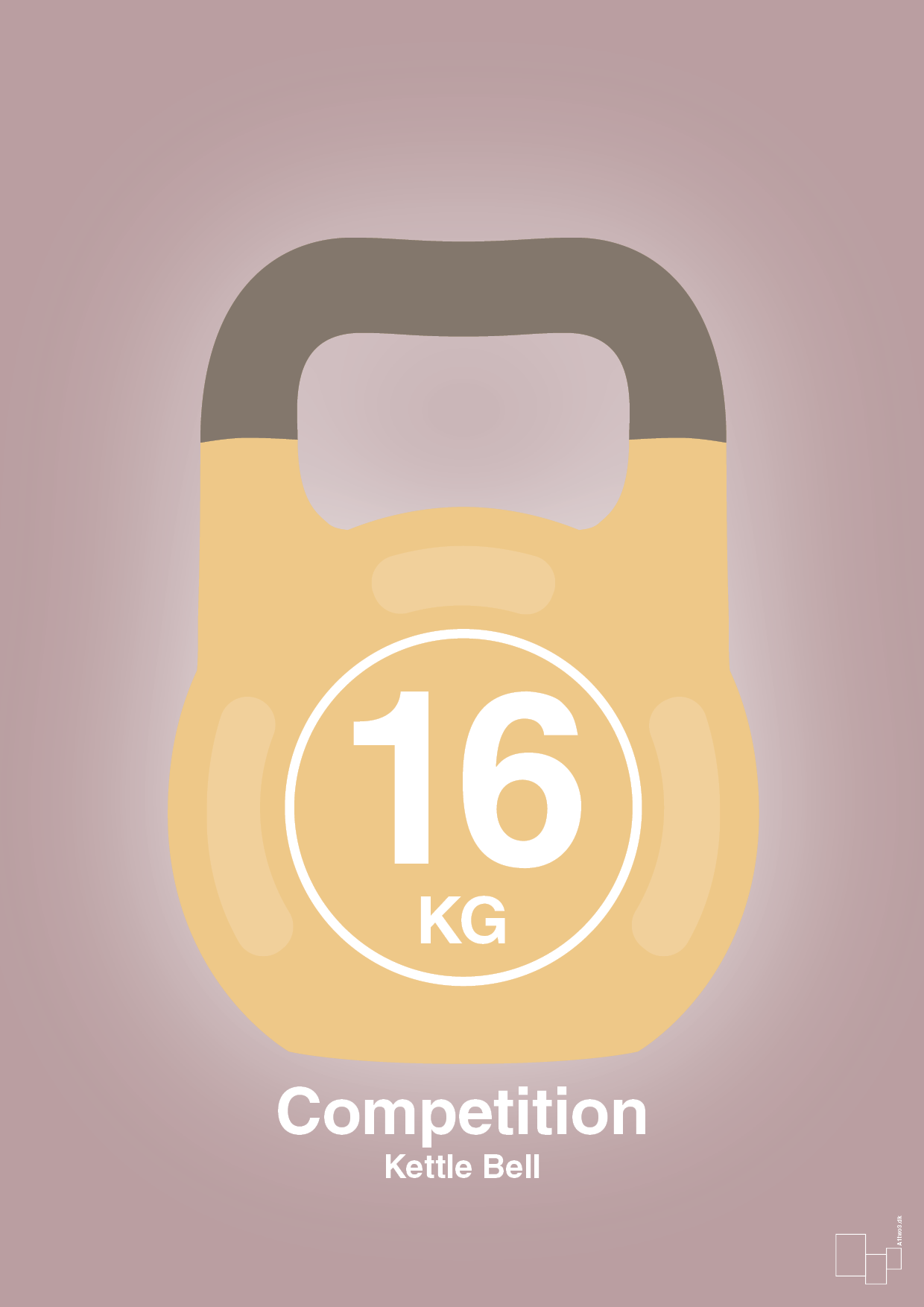 plakat: kettle bell 16 kg - competition color - light rose-Fitness-A1two3