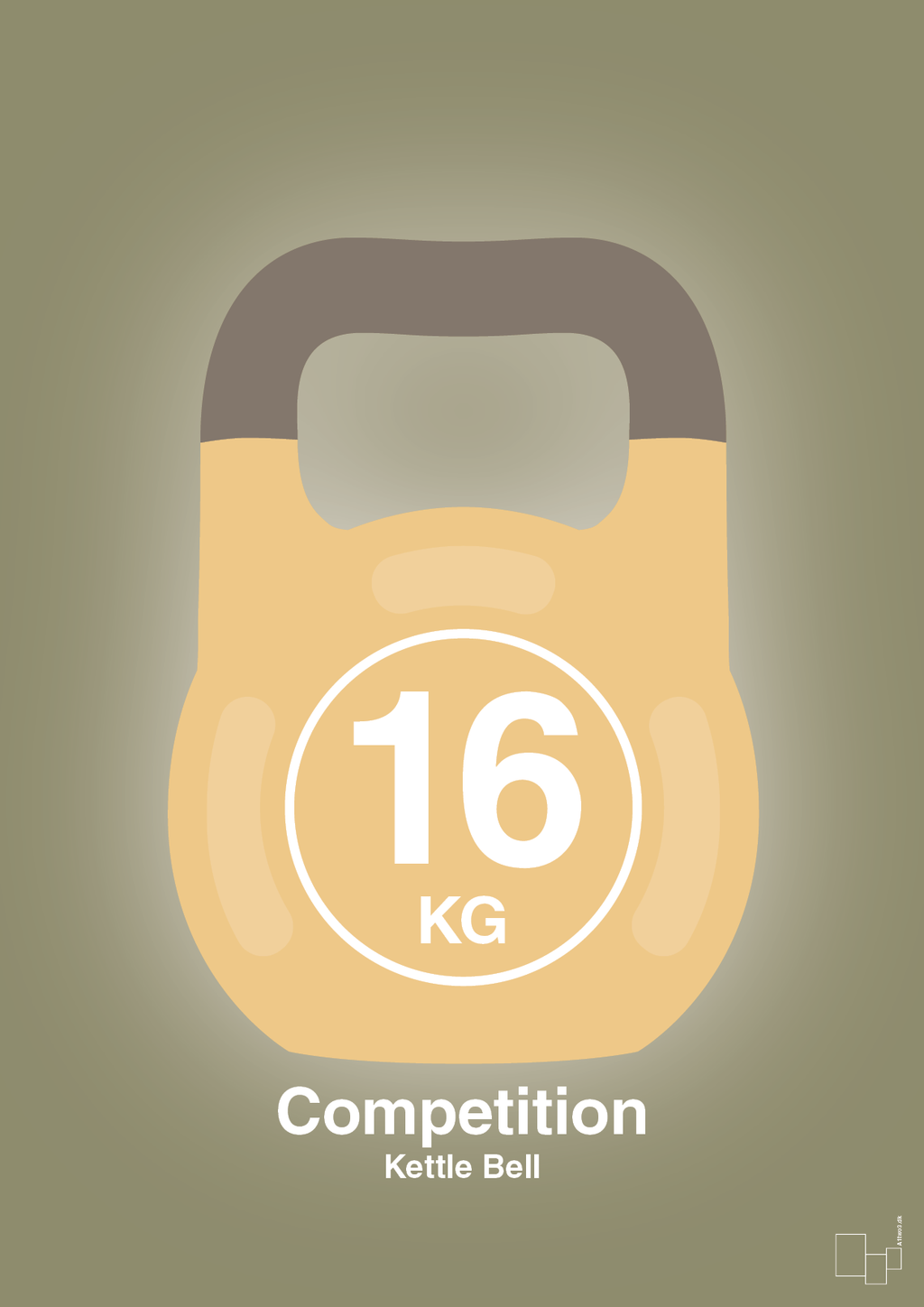 plakat: kettle bell 16 kg - competition color - misty forrest-Fitness-A1two3