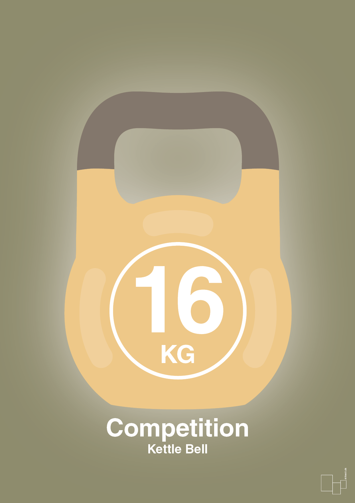 plakat: kettle bell 16 kg - competition color - misty forrest-Fitness-A1two3