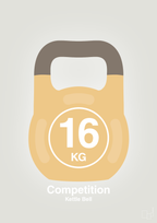 plakat: kettle bell 16 kg - competition color - painters white-Fitness-A1two3