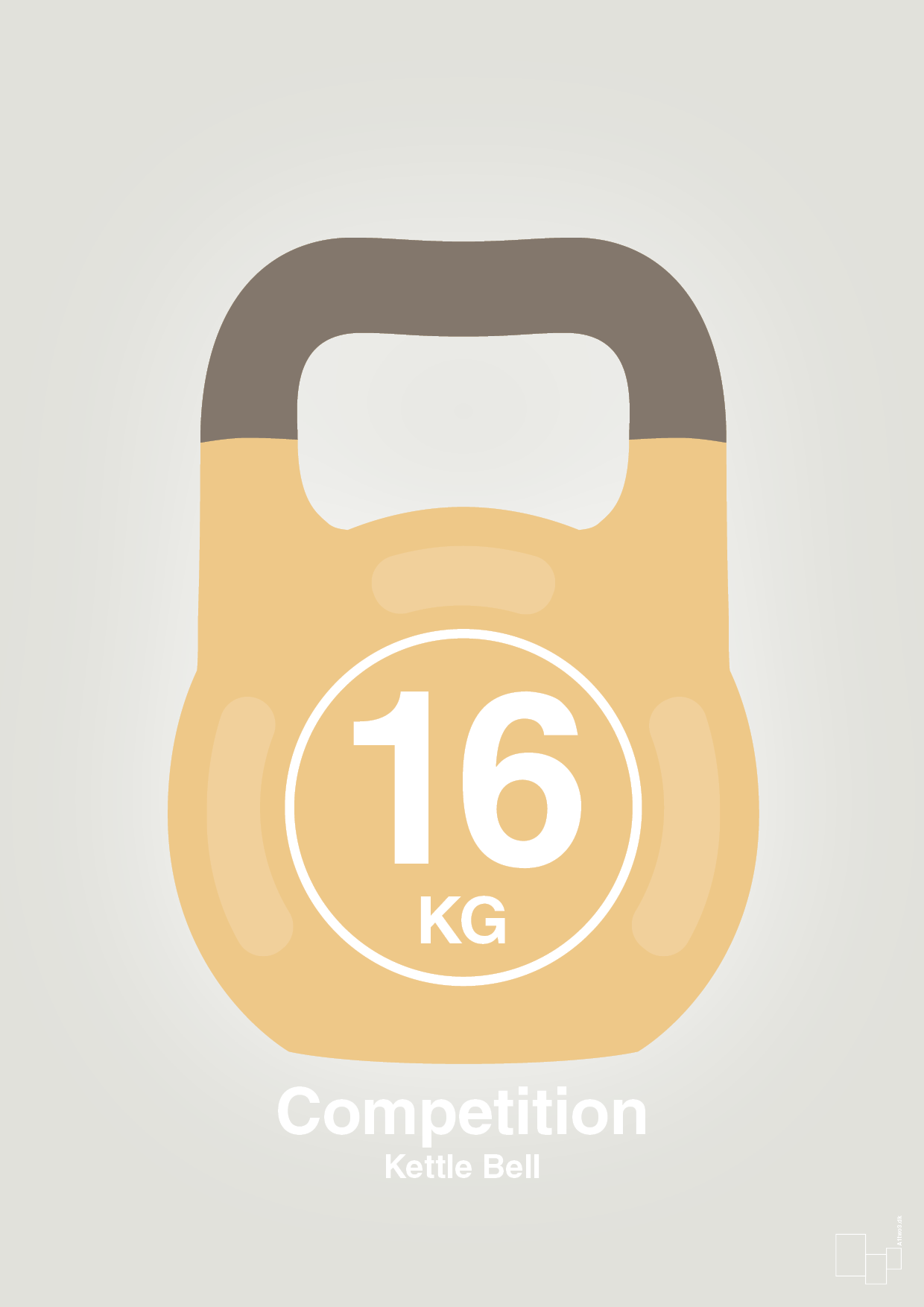 plakat: kettle bell 16 kg - competition color - painters white-Fitness-A1two3