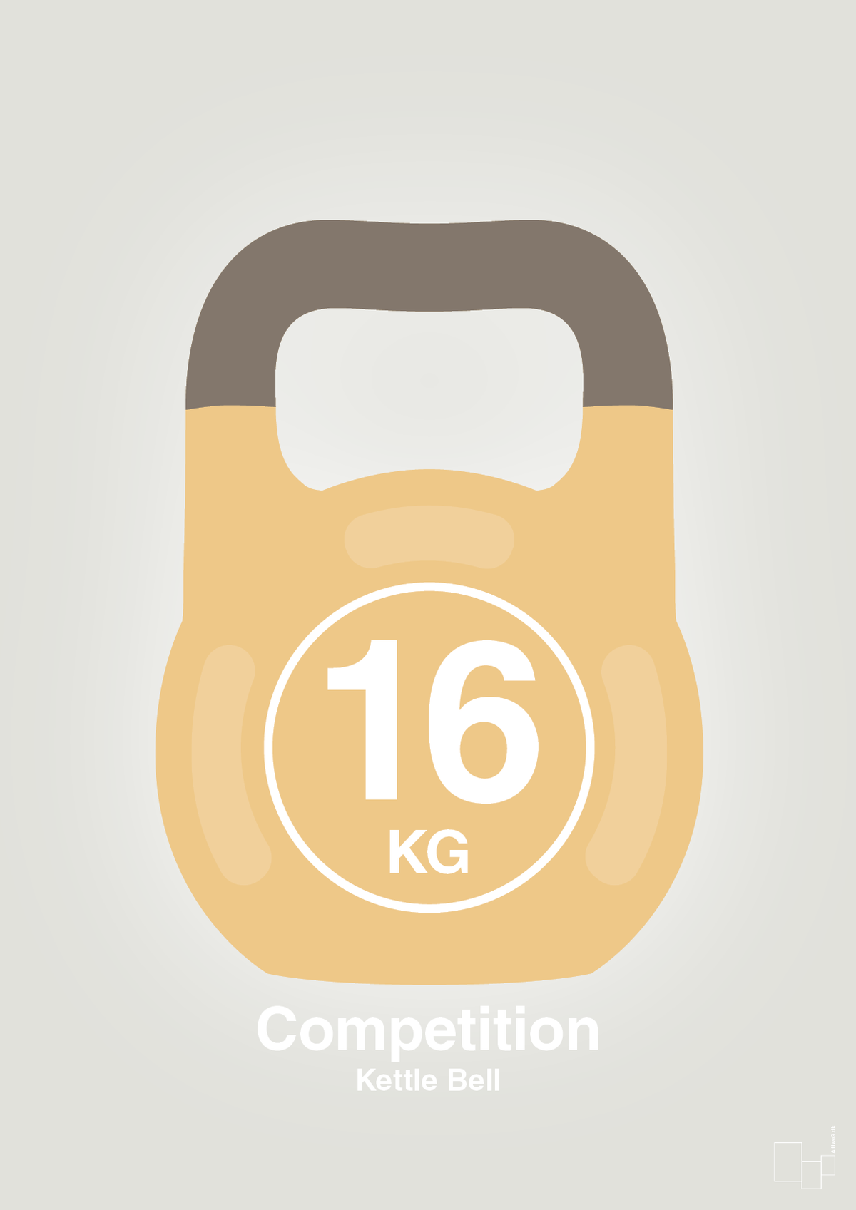 plakat: kettle bell 16 kg - competition color - painters white-Fitness-A1two3
