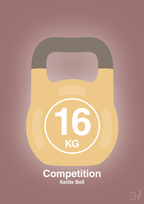 plakat: kettle bell 16 kg - competition color - plum-Fitness-A1two3