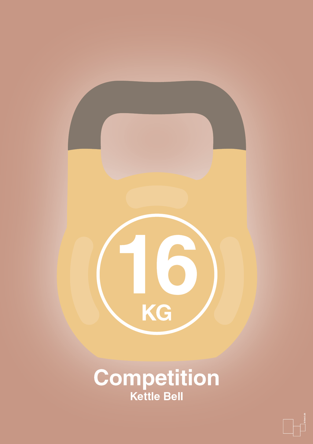 plakat: kettle bell 16 kg - competition color - powder-Fitness-A1two3