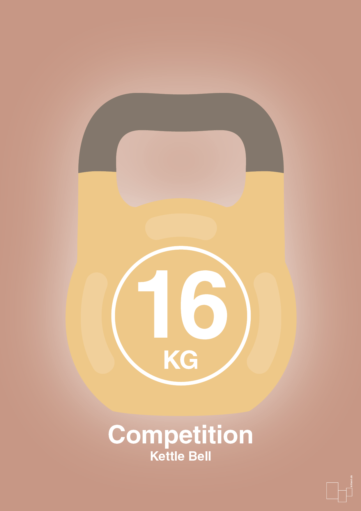 plakat: kettle bell 16 kg - competition color - powder-Fitness-A1two3