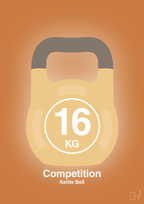 plakat: kettle bell 16 kg - competition color - rumba orange-Fitness-A1two3