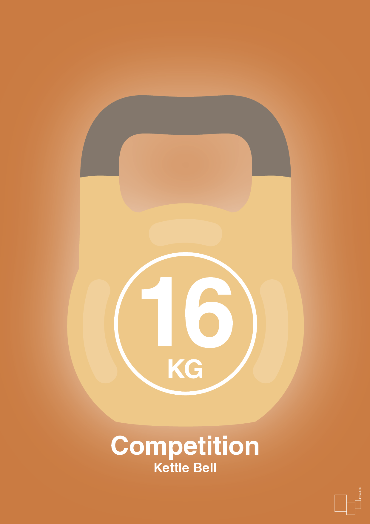 plakat: kettle bell 16 kg - competition color - rumba orange-Fitness-A1two3