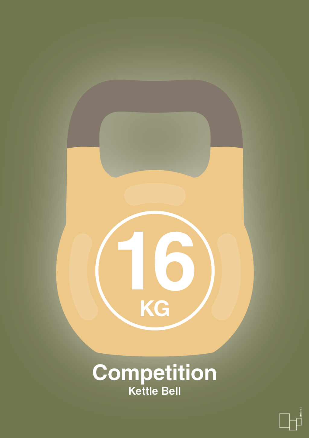 plakat: kettle bell 16 kg - competition color - secret meadow-Fitness-A1two3