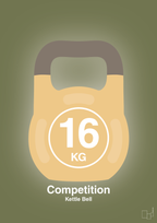 plakat: kettle bell 16 kg - competition color - secret meadow-Fitness-A1two3