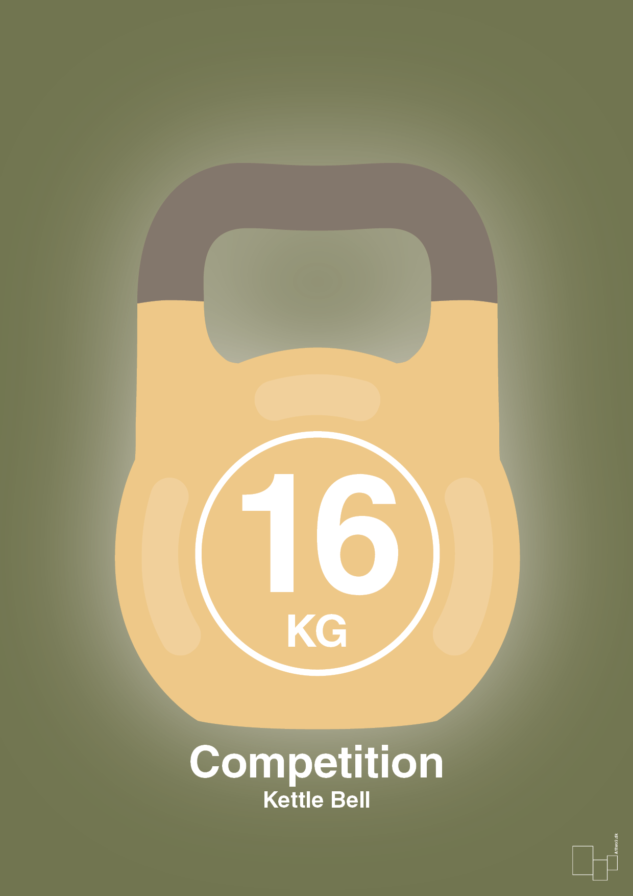 plakat: kettle bell 16 kg - competition color - secret meadow-Fitness-A1two3