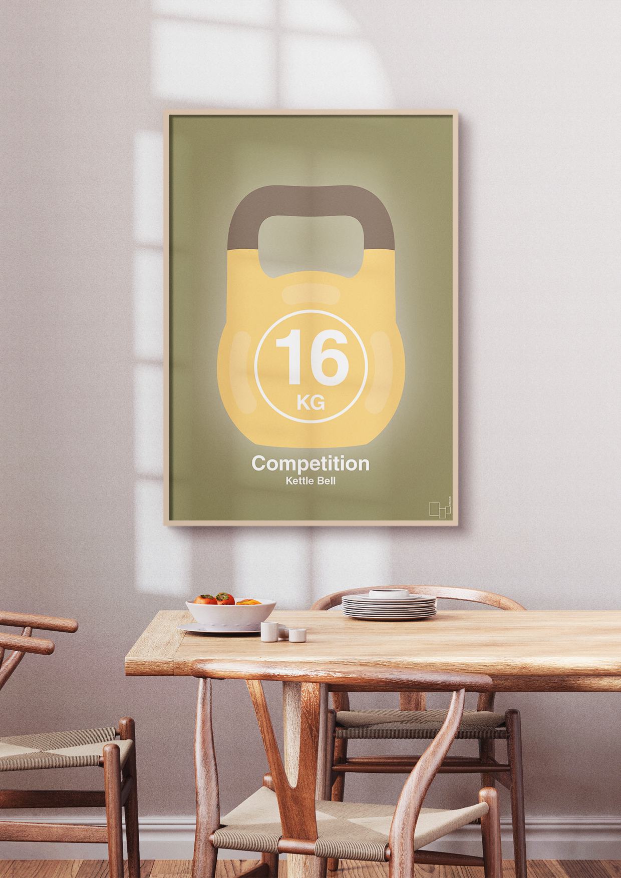 plakat: kettle bell 16 kg - competition color - graphic charcoal-Fitness-A1two3