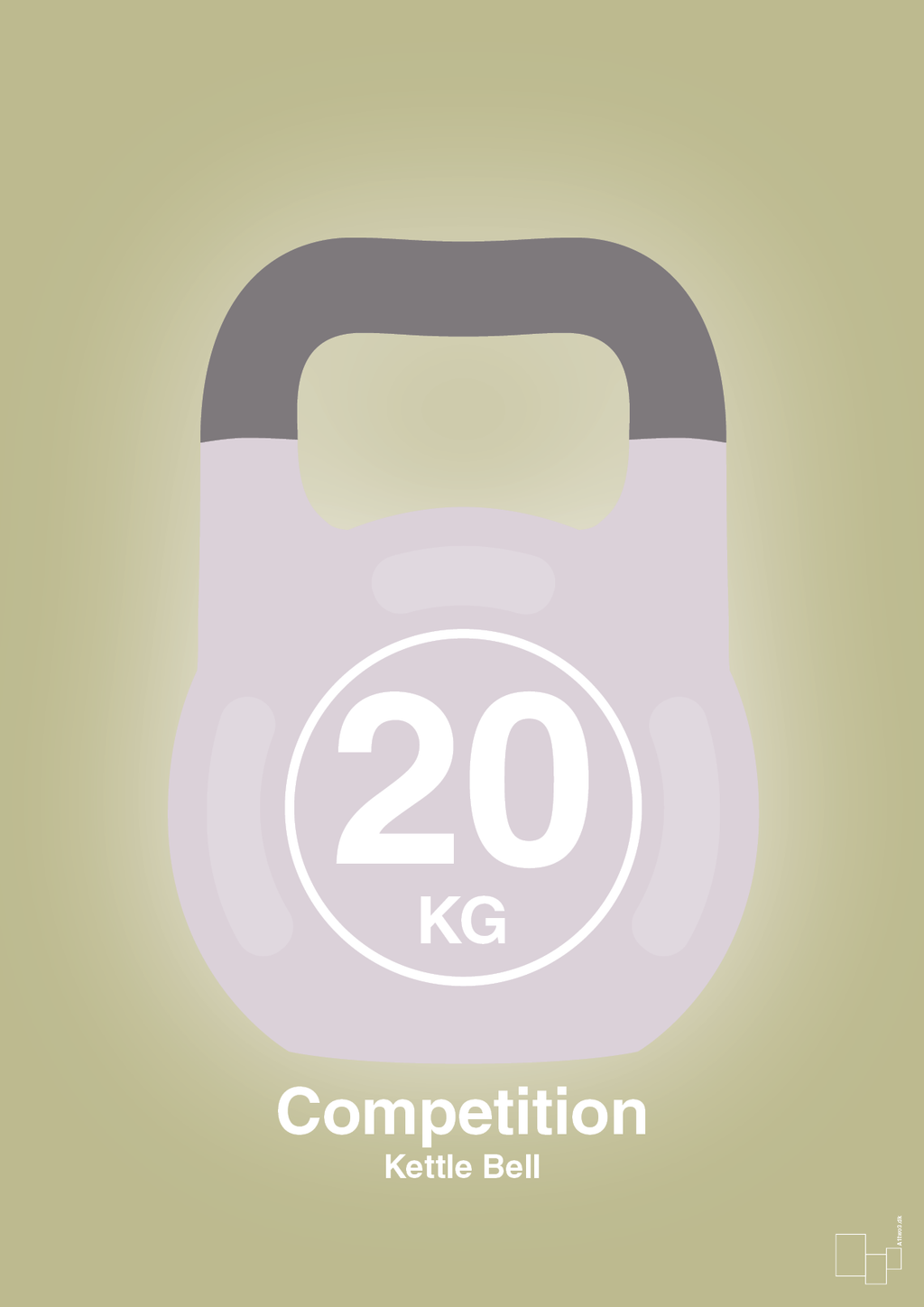 plakat: kettle bell 20 kg - competition color - back to nature-Fitness-A1two3