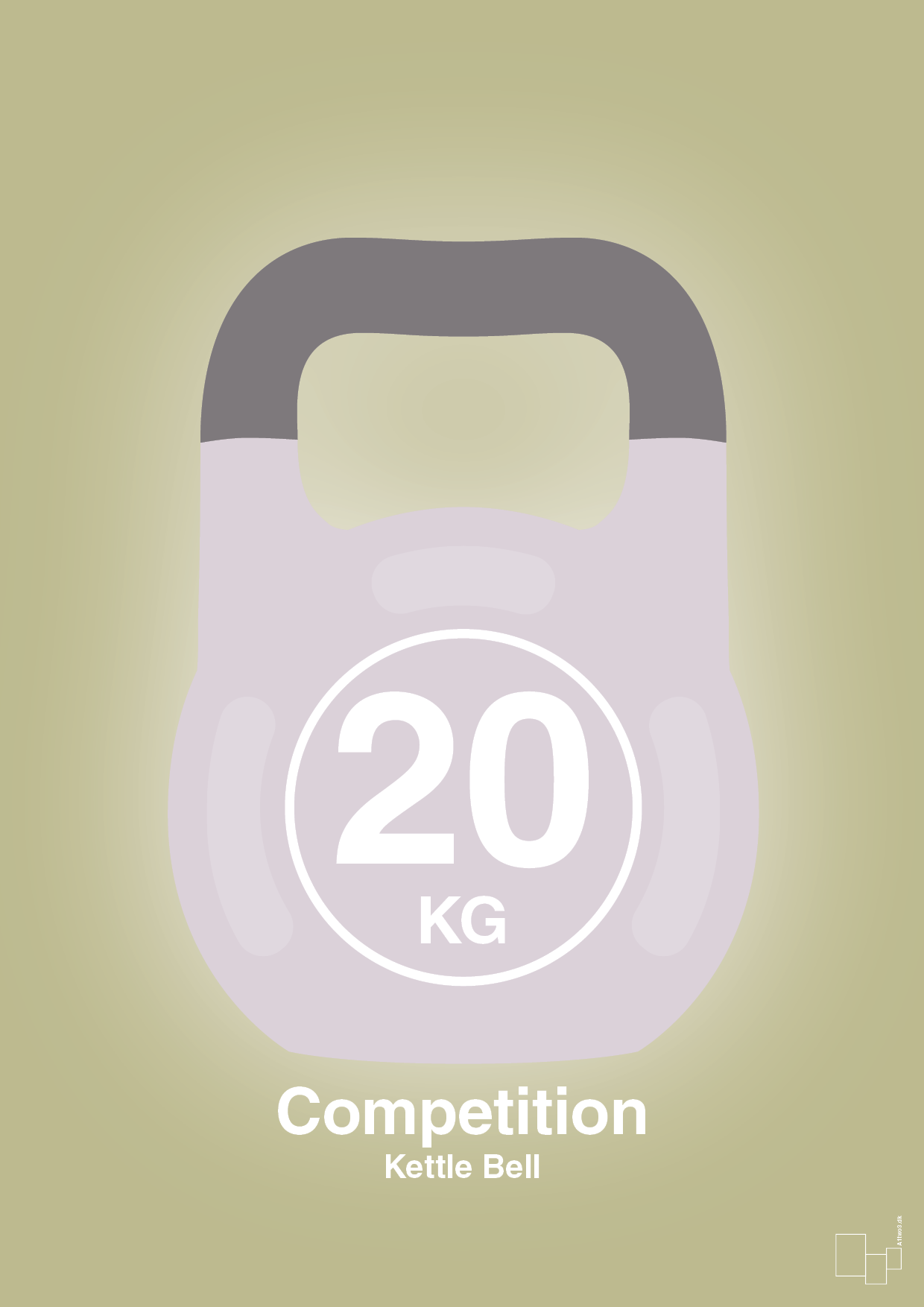plakat: kettle bell 20 kg - competition color - back to nature-Fitness-A1two3