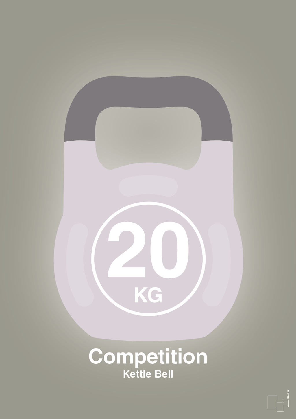 plakat: kettle bell 20 kg - competition color - battleship gray-Fitness-A1two3