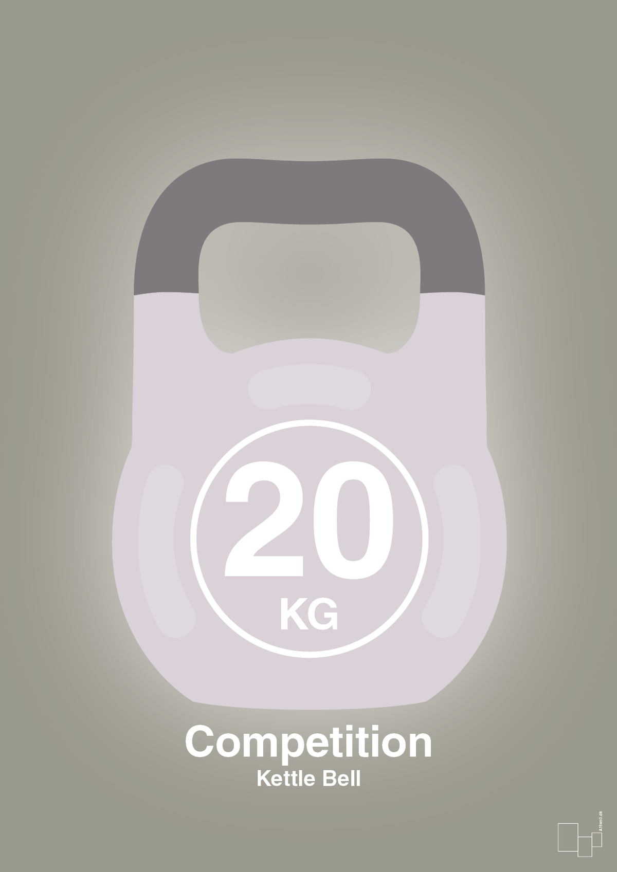plakat: kettle bell 20 kg - competition color - battleship gray-Fitness-A1two3