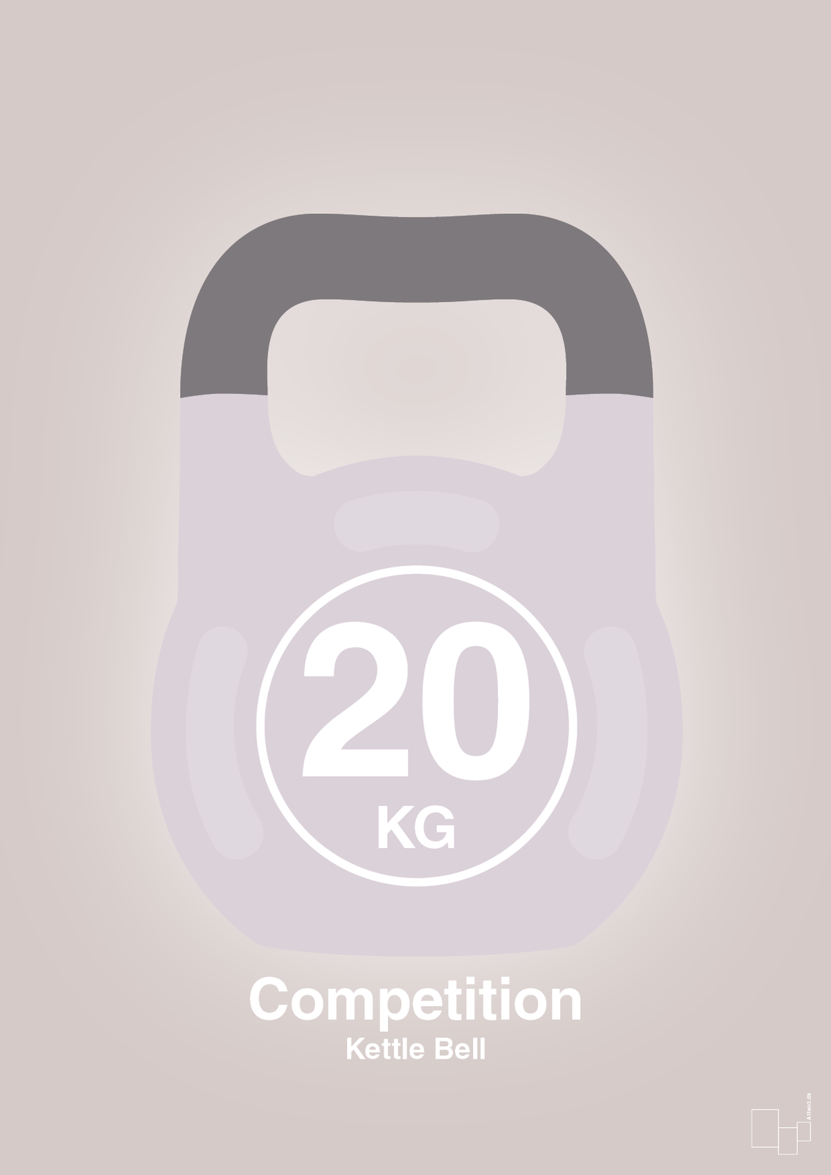 plakat: kettle bell 20 kg - competition color - broken beige-Fitness-A1two3