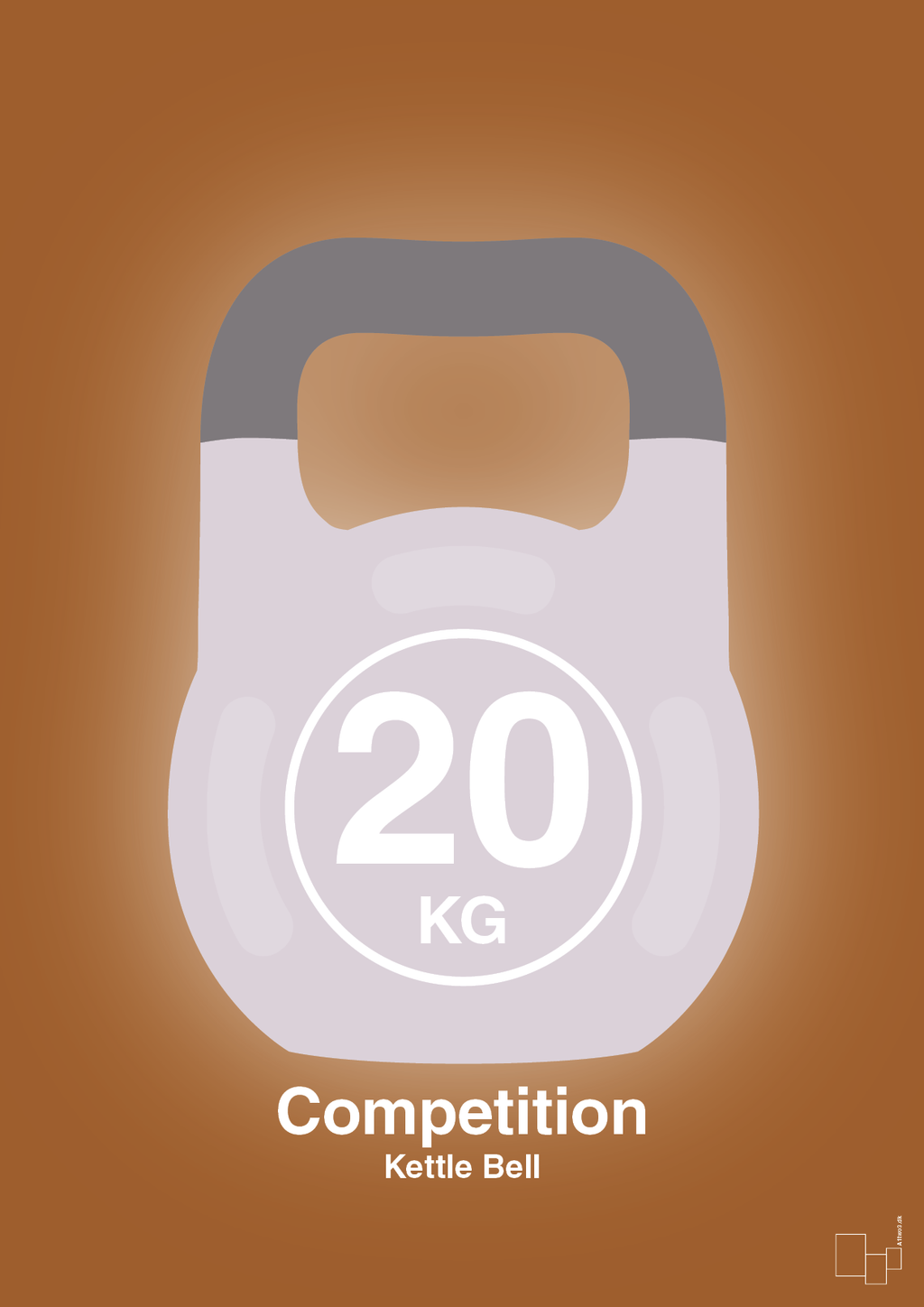 plakat: kettle bell 20 kg - competition color - cognac-Fitness-A1two3