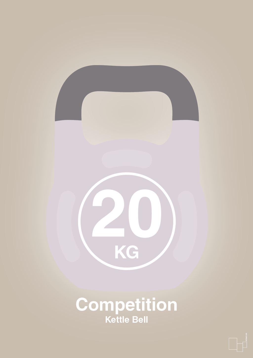 plakat: kettle bell 20 kg - competition color - creamy mushroom-Fitness-A1two3