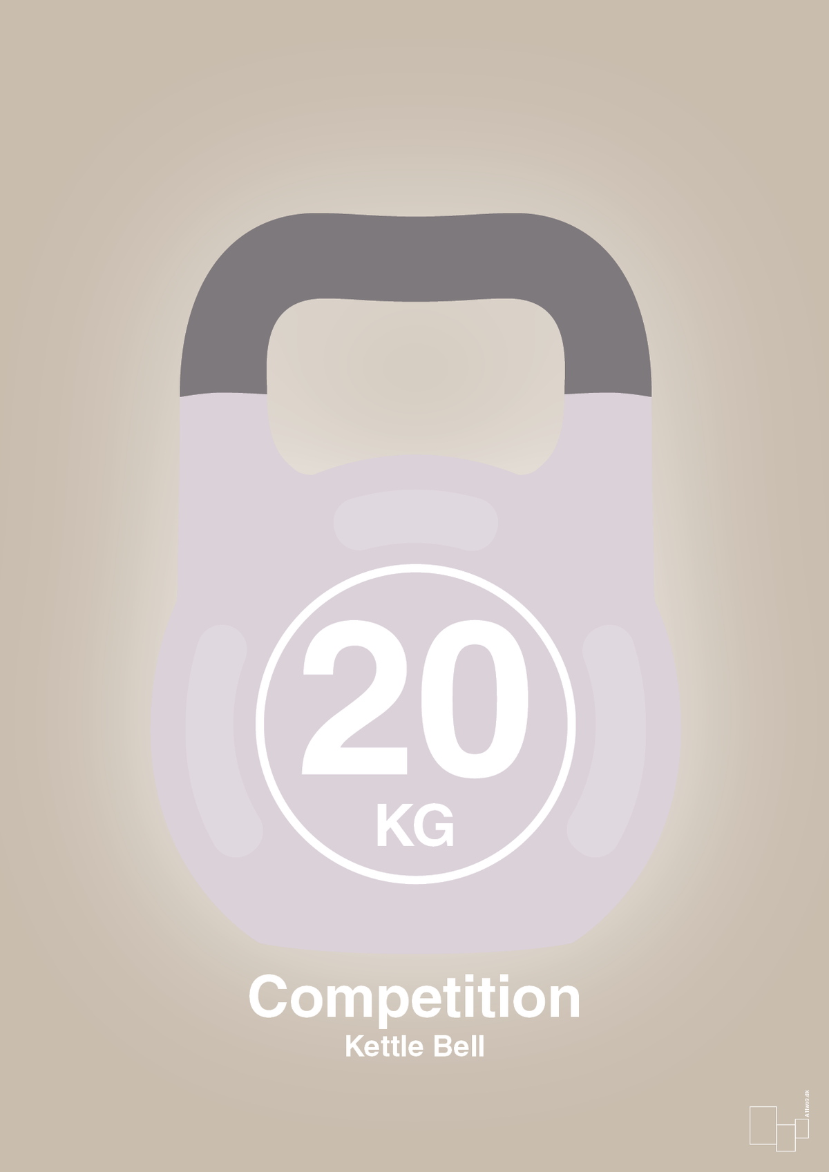 plakat: kettle bell 20 kg - competition color - creamy mushroom-Fitness-A1two3
