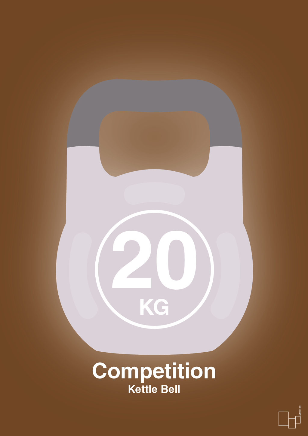 plakat: kettle bell 20 kg - competition color - dark brown-Fitness-A1two3