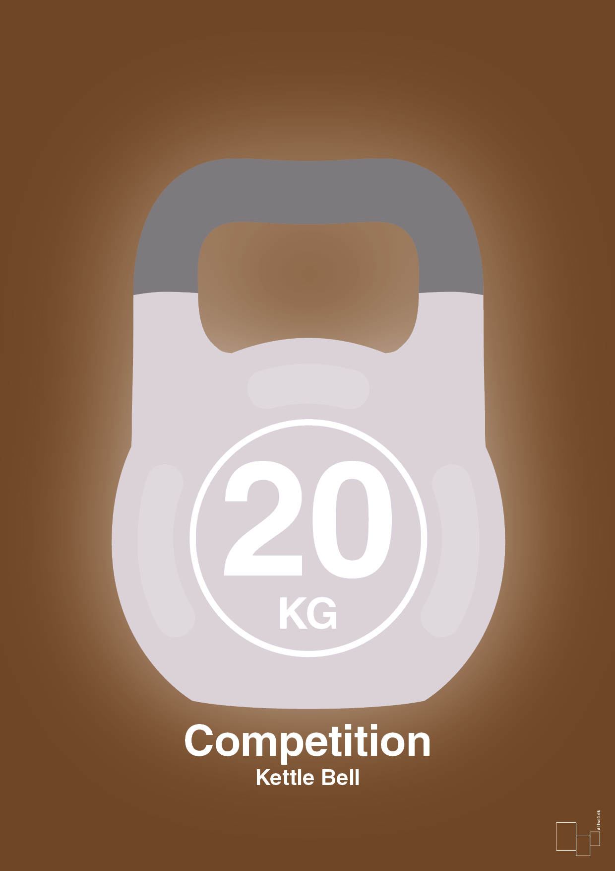 plakat: kettle bell 20 kg - competition color - dark brown-Fitness-A1two3