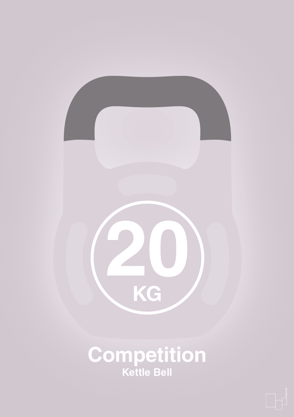 plakat: kettle bell 20 kg - competition color - dusty lilac-Fitness-A1two3