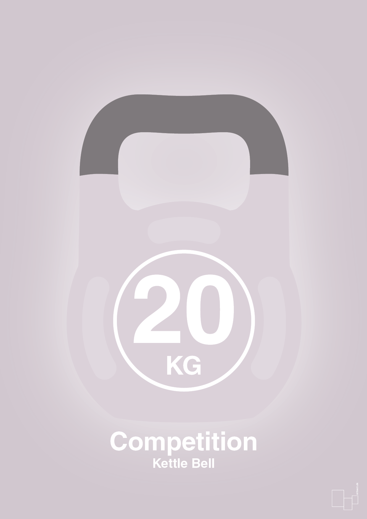 plakat: kettle bell 20 kg - competition color - dusty lilac-Fitness-A1two3