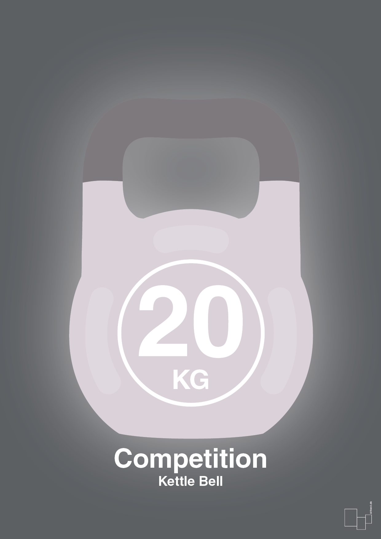 plakat: kettle bell 20 kg - competition color - graphic charcoal-Fitness-A1two3