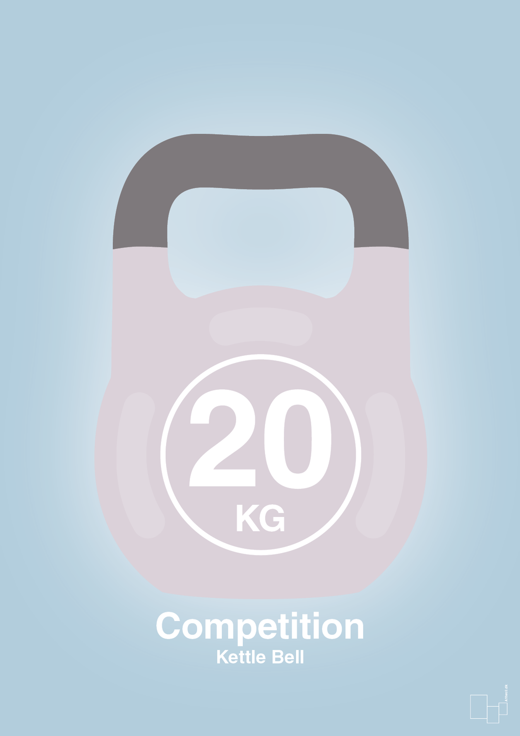plakat: kettle bell 20 kg - competition color - heavenly blue-Fitness-A1two3