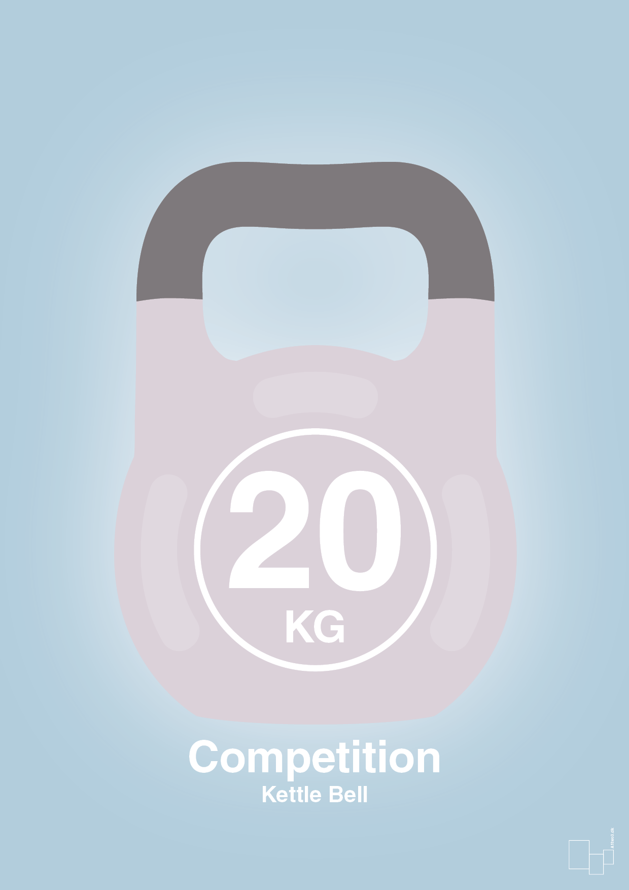plakat: kettle bell 20 kg - competition color - heavenly blue-Fitness-A1two3