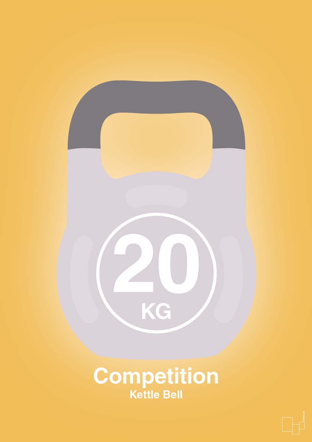 plakat: kettle bell 20 kg - competition color - honeycomb-Fitness-A1two3