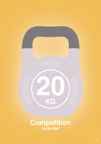 plakat: kettle bell 20 kg - competition color - honeycomb-Fitness-A1two3